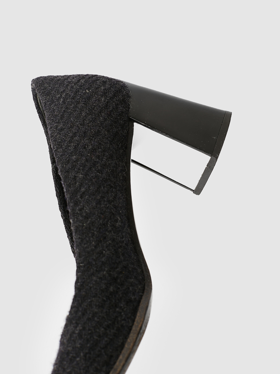 Prada Anthracite Grey Tweed Heels 