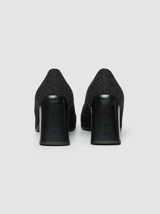 Prada Anthracite Grey Tweed Heels 
