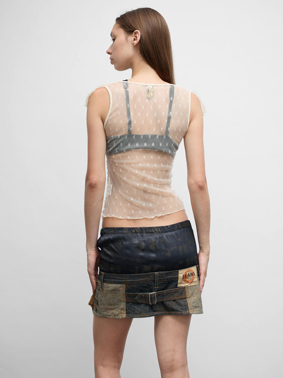 Silk Mesh Gathered Cardigan 