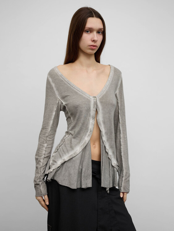 Grey Lace-Up Back Cardigan 