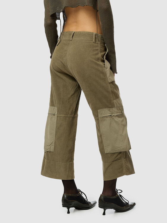 Khaki Corduroy Cargo Pants 