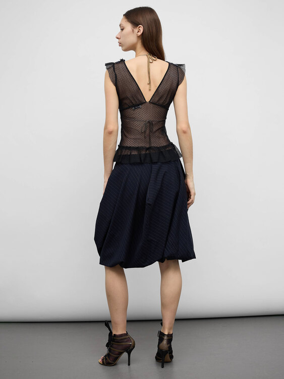 Mesh Cap Sleeve Blouse 