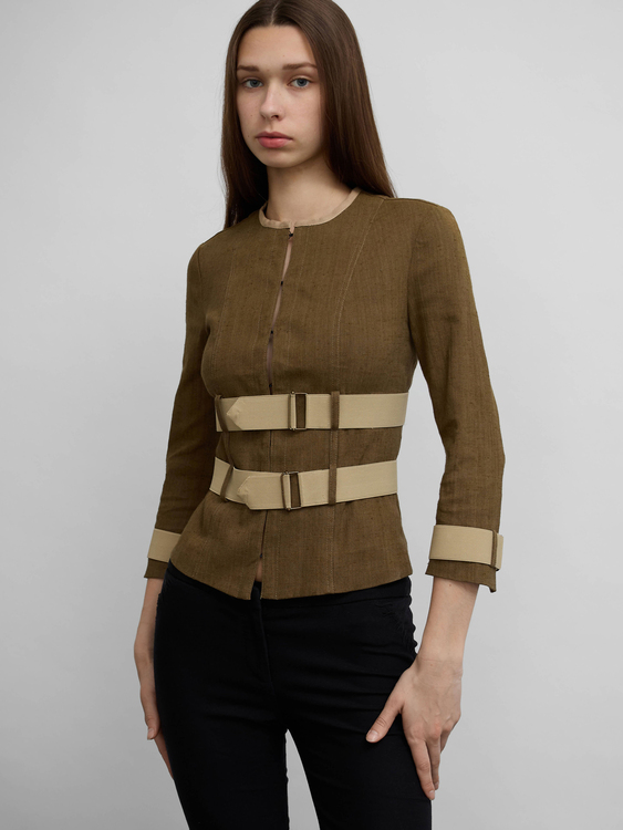 Plein Sud Linen Corset Blazer 