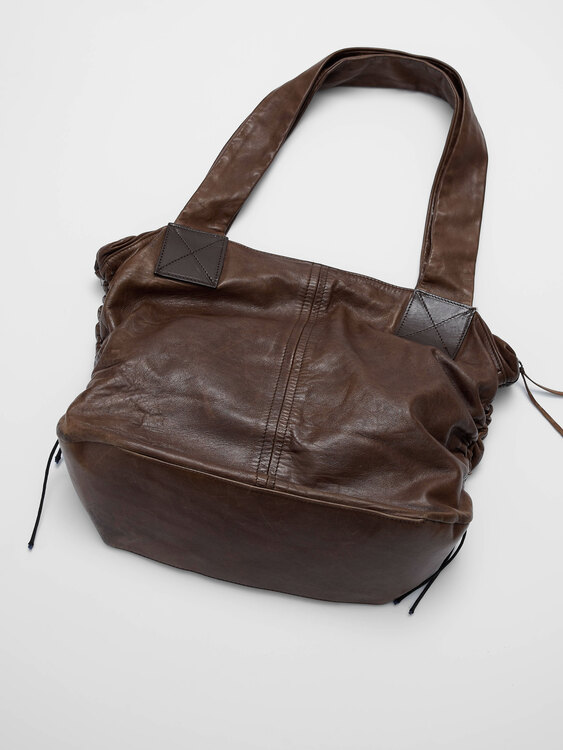 Gathered Leather Handbag 