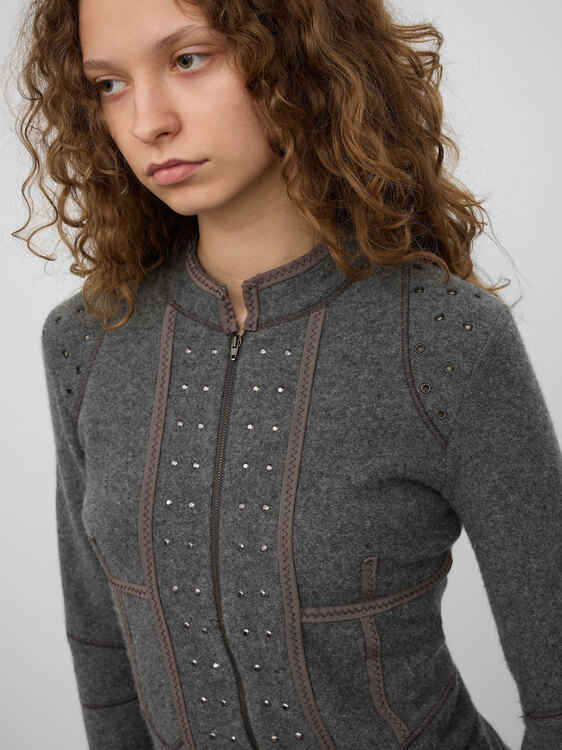 Fine Knit Zip-Up Cardigan 