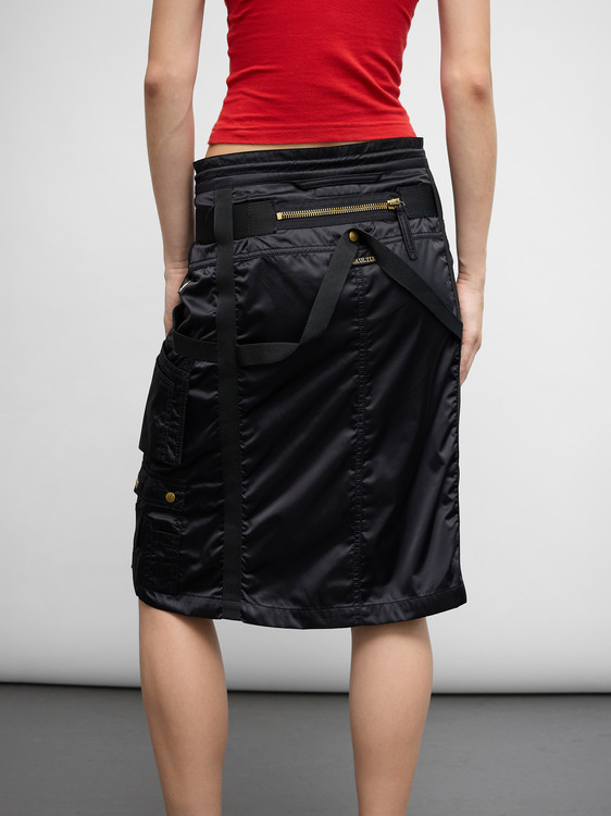 Gaultier Black Nylon Utility Skirt 