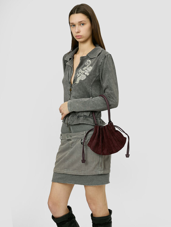 Pleated Suede Handbag 