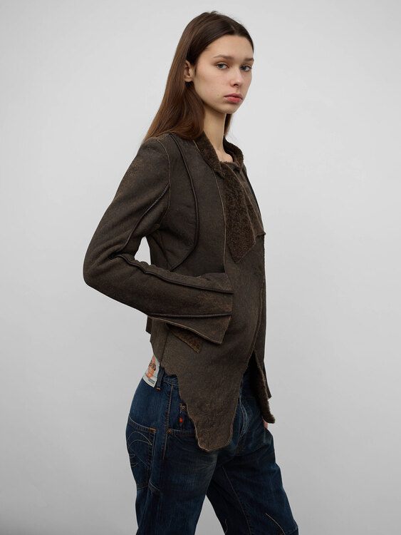 Brown Faux Suede Jacket 