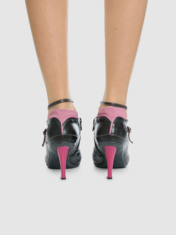 Black Leather Sneaker Heels 