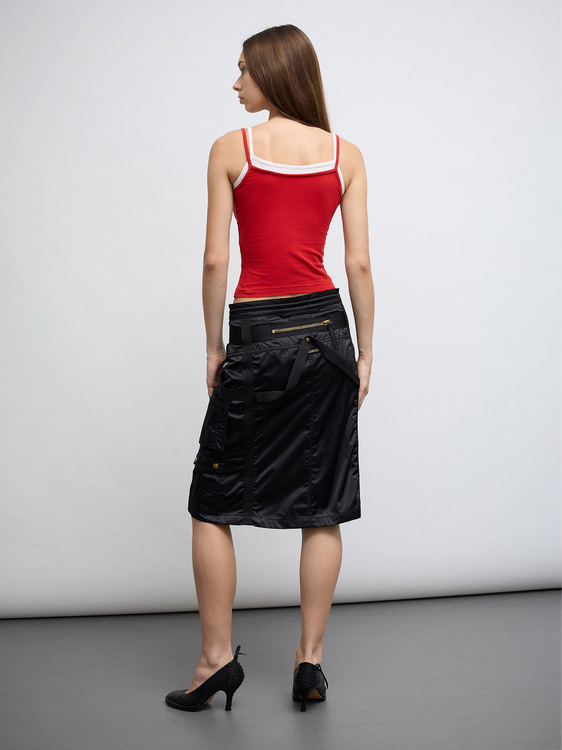 Gaultier Black Nylon Utility Skirt 