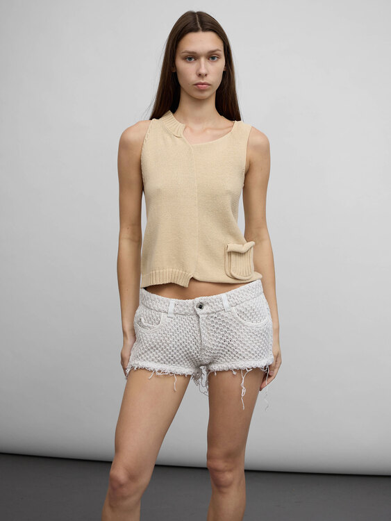Beige Knitted Vest 