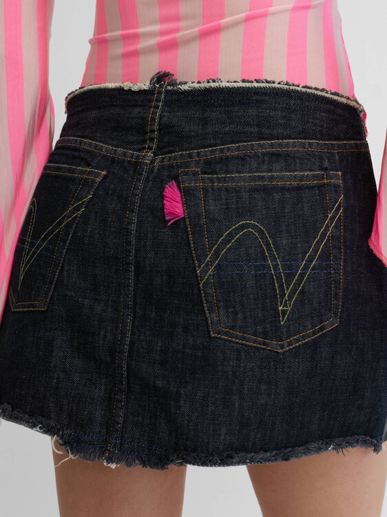 Nolita Leather & Denim Skirt 