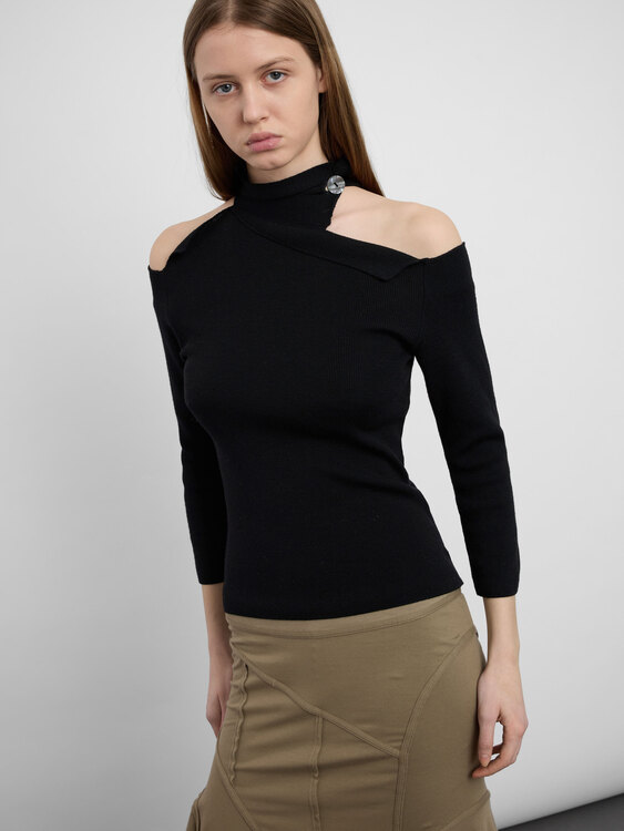 Knitted Cold Shoulder Jumper 