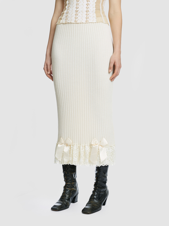 White Knitted Maxi Skirt 